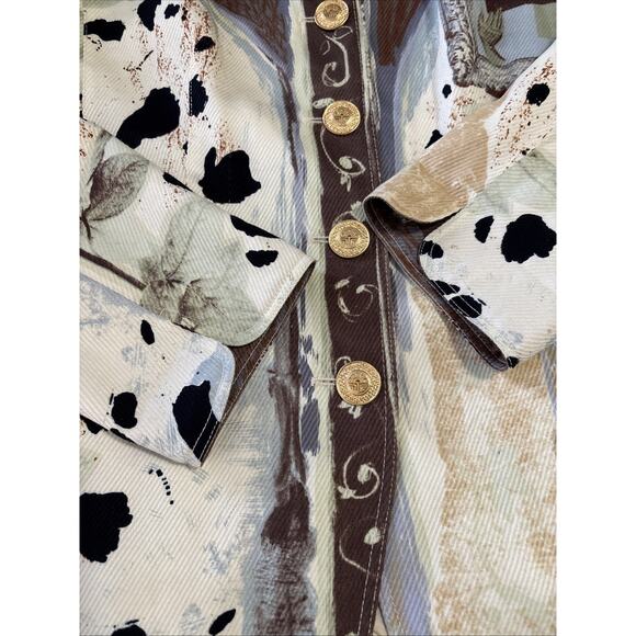 Louis Feraud Vintage Eclectic Animal Print Blazer Size 8 Designer Cotton Twill - Picture 7 of 7